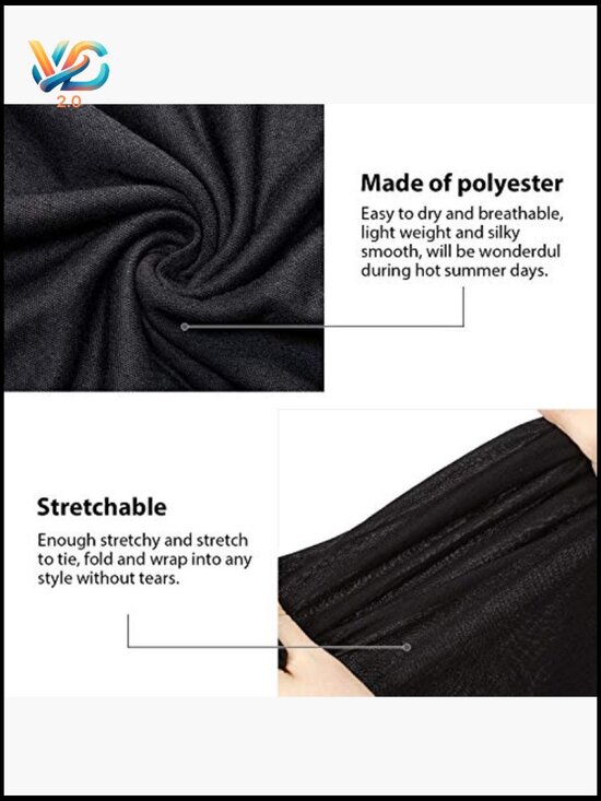 4-Piece Stretch Head Wrap Turban Scarf Shawl Long Hair Wrap Tie main image 5